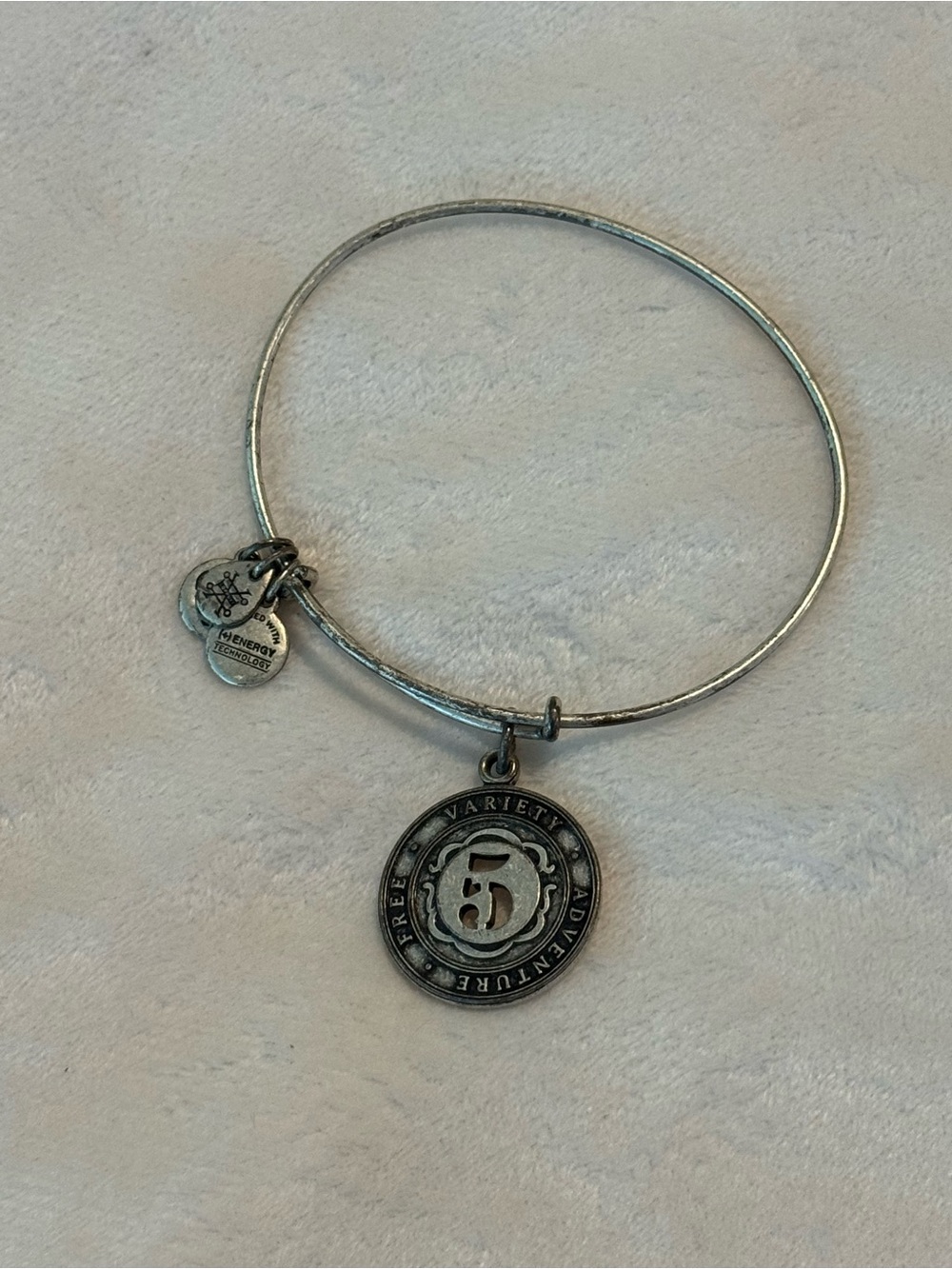 Alex and Ani 2017 Numerology Number 5 Charm Expandable Silver Bangle Bracelet